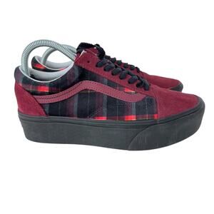 Vans Old Skool Stackform Sneakers Unisex Size M7.5/W9.0 Red Plaid Lace Up 721356